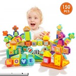 TOP BRIGHT Block Toy for Toddlers Wooden Building Letter Blocks 3 Year Old Boy Shape Sorter Toy -150Pcs  B07DNPNVD3